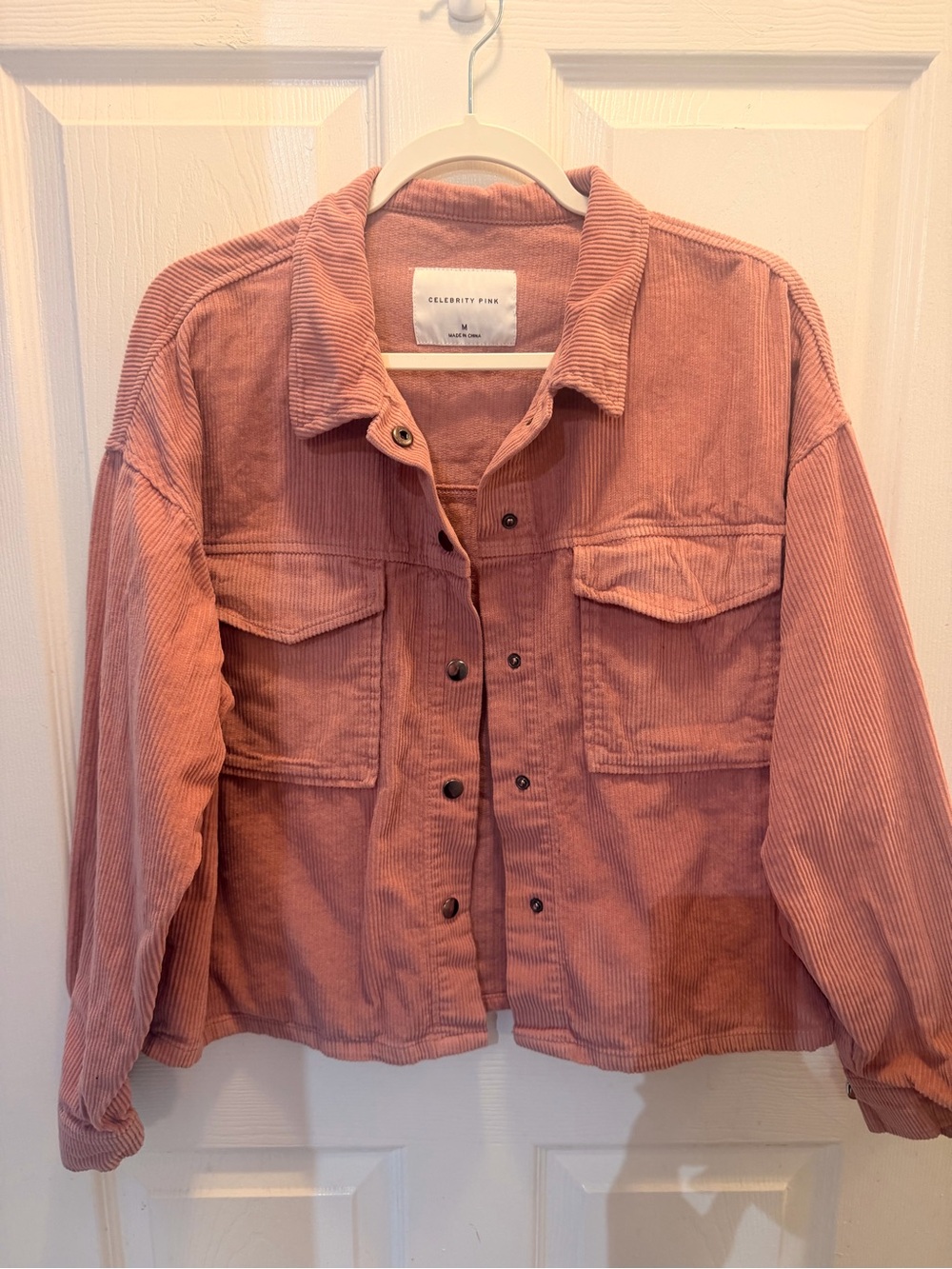 Celebrity Pink Dusty Rose Corduroy Jean Jacket
